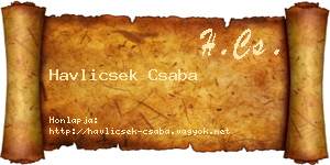 Havlicsek Csaba névjegykártya